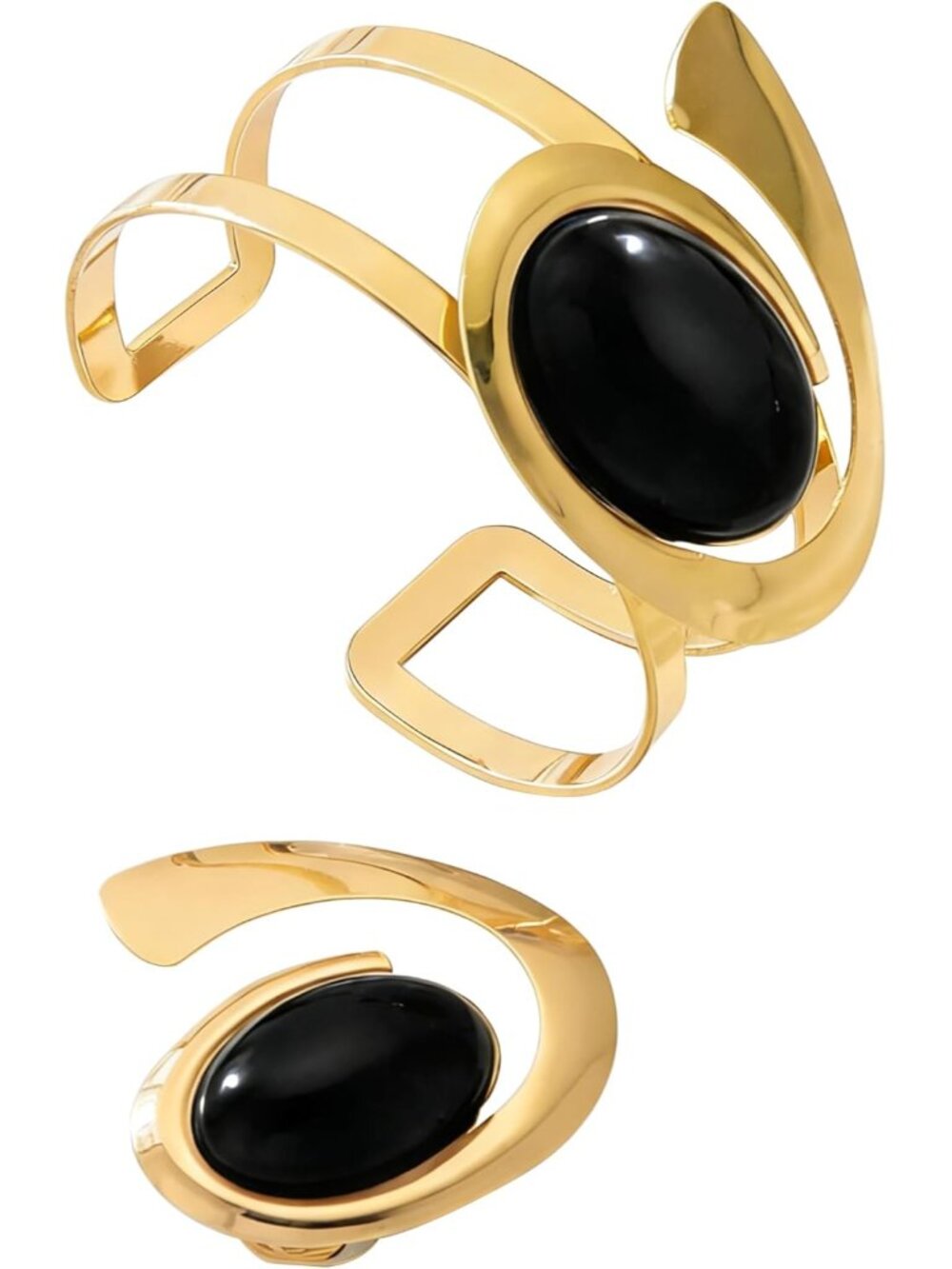 Gold Open Bracelet Ring for Women Chunky Pearl Cuff Open Adjustable Bracelet Thi